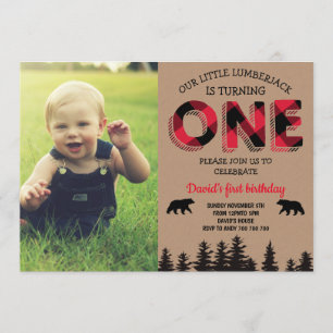 Invitation Lumberjack Boy Premier anniversaire Red Flannel Ph