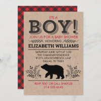 Lumberjack ours Flannel Rustic Boy Baby shower
