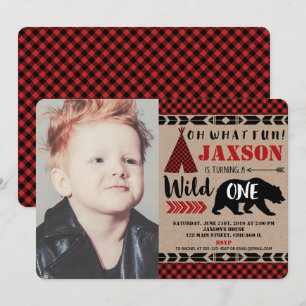 Invitation Lumberjack sauvage un 1er anniversaire garçon phot