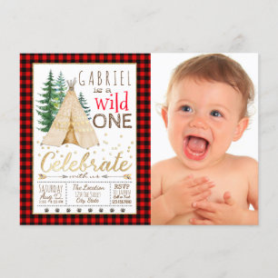 Invitation Lumberjack Wild One Tribal TeePee Premier annivers