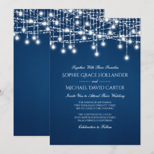 Invitation Lumière à corde blanche sur bleu