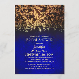 Invitation lumière à cordes douche à nage bleu et or