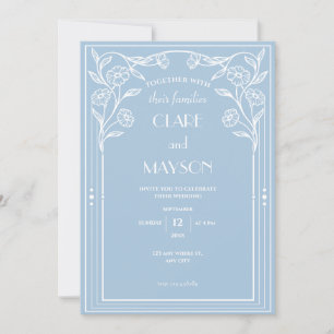 Invitation Lumière bleu romance et sophistication vintage