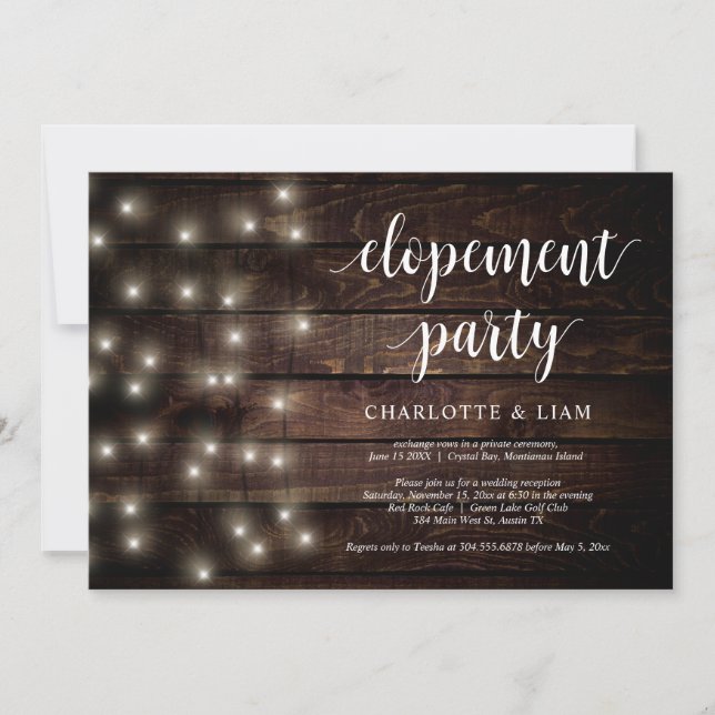 Invitation Lumière de corde de ferme rustique, mariage fugué  (Devant)