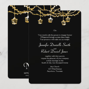 Invitation Lumière des lanternes d'or sur le Mariage noir