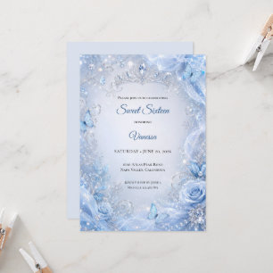 Invitation Lumière d'hiver Blue Princess Sweet 16