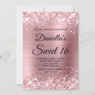 Invitation Lumière Rose Pailletée et Papier Aluminium Sweet 1