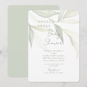 Invitation Lumière Sage Moderne Botanique Baby shower Moderne