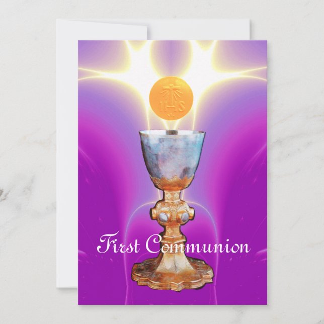 Invitation LUMIÈRE SPIRITUELLE 1ère Communion sainte / Christ (Devant)