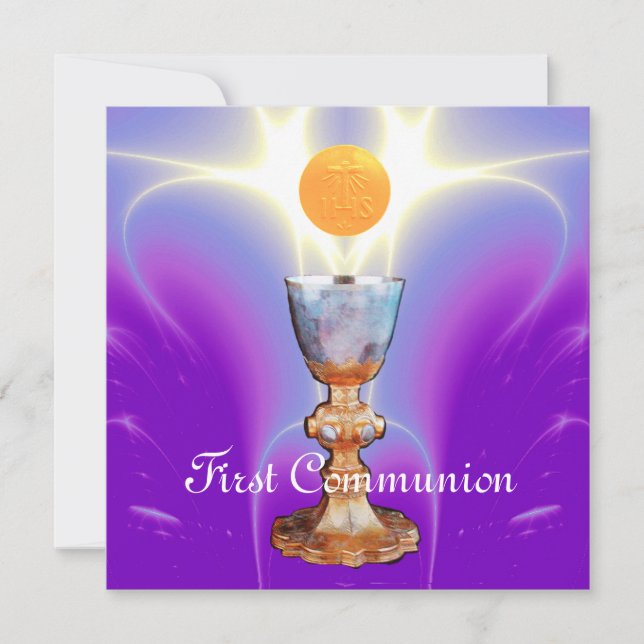 Invitation LUMIÈRE SPIRITUELLE 1ère Communion sainte / Christ (Devant)