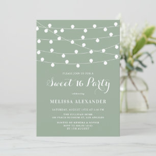 Invitation Lumières à chaîne lunaire Sage Green Sweet 16 Part