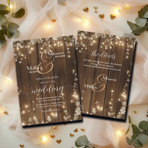 Invitation Lumières à chaîne rustique Détails sur le Mariage 