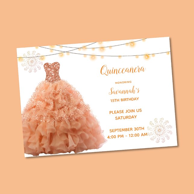 Invitation Lumières à corail Gown Quinceanera (Créateur téléchargé)