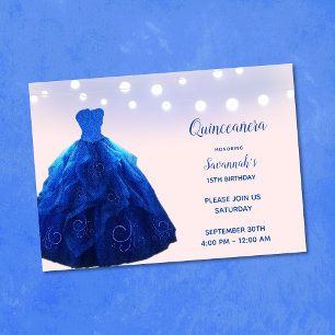 Invitation Lumières à cordes de dentelle bleu blush pour Quin