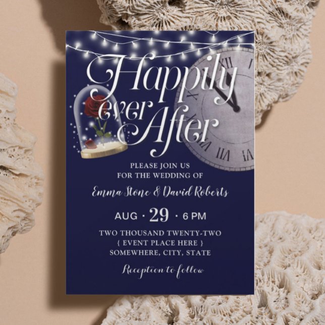 Invitation Lumières à cordes rustiques Mariage de conte bleu  (Créateur téléchargé)