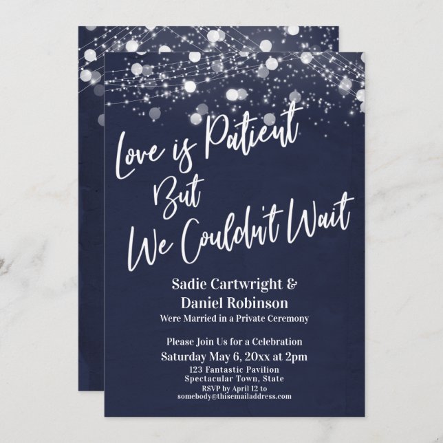 Invitation Lumières Amour Texturé est Patient Réception de la (Devant / Derrière)