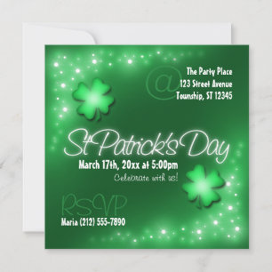 Invitation Lumières chanceuses - Green St Patrick's Day Invit