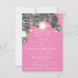 Invitation Lumières Confetti en or rose Mariage rustique