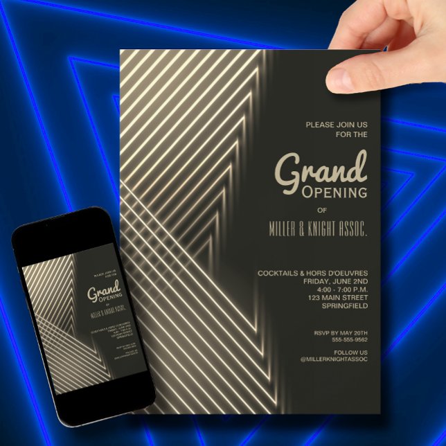 Invitation Lumières d'affaires Gold Neon (Créateur téléchargé)