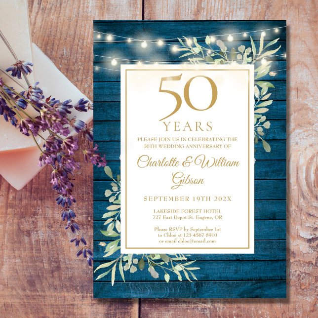 Invitation Lumières de 50e Anniversaire de Mariage sur Fond d (Créateur téléchargé)