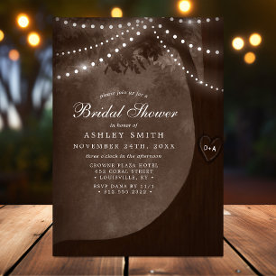 Invitation Lumières de Arbre Rustique Brun pour Enterrement d