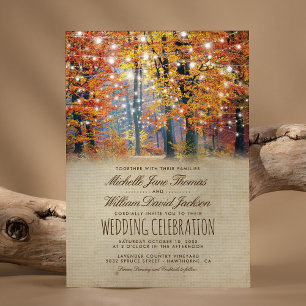 Invitation Lumières de Chaîne d'Automne Rustique Vintage de M