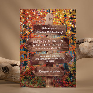 Invitation Lumières de Chaîne de Bois de Style Rustique pour 