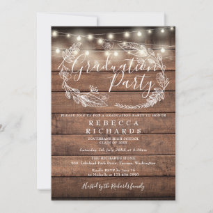 Invitation Lumières de Chaîne de Bois Rustique Écriture Party
