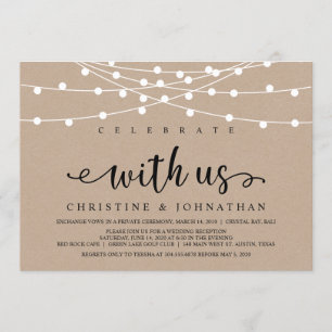 Invitation Lumières de chaîne de ferme rustique, mariage kraf