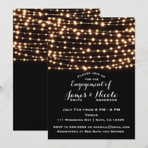 Invitation Lumières de chaîne de lueur ambre Fête de fiançail
