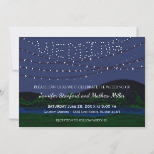 Invitation Lumières de chaîne de Mariage campagnard rustique