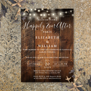 Invitation Lumières de Chaîne en Bois de Grange Rustique Mari