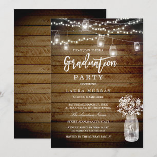 Invitation Lumières de Chaîne en Bois Rustique Fête de Remise