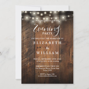 Invitation Lumières de Chaîne en Bois Rustique Mariage Soirée