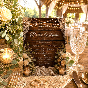 Invitation Lumières de Chaîne Rustiques Bougies de Bois Maria