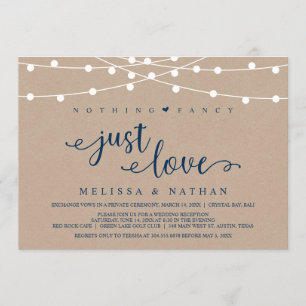 Invitation Lumières de Chaîne Rustiques, Kraft Bleu Marine, F