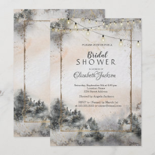 Invitation Lumières de chaînes d'arbre de forêt