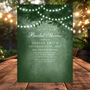 Invitation Lumières de corde d'arbre rustique vert Fête de ma