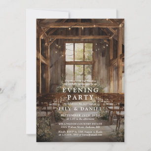 Invitation Lumières de corde de grange rustique Mariage Soiré