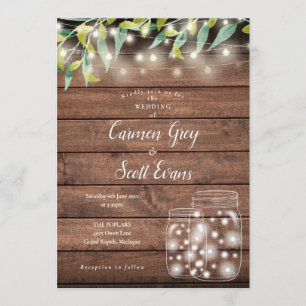 Invitation Lumières de corde de pot de fleurs en bois Mason p