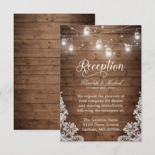 Invitation Lumières de corde de pot de maçon en bois rustique