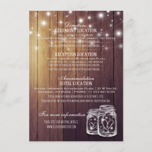 Invitation Lumières de corde de pot de maçon en bois rustique