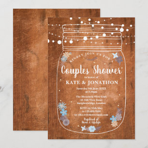 Invitation Lumières de corde de pot de maçon rustique pour la