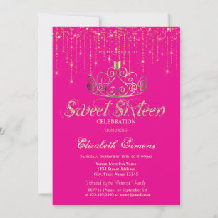 Invitation Lumières de corde de Tiara en or Princesse Rose Do