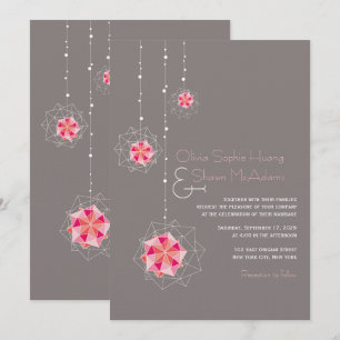 Invitation Lumières de décoration suspendue en origami rose p