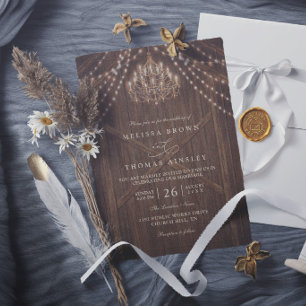 Invitation Lumières de Ferme Rustiques Élégantes de Mariage V