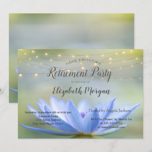 Invitation Lumières de ficelle de lotus bleu pour la fête de