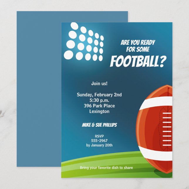 Invitation Lumières de football (Devant / Derrière)