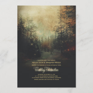 Invitation Lumières de forêt enchantée arbres mariage