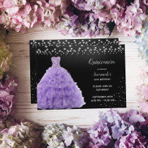 Lumières de gown violette de la Quinceanera noire